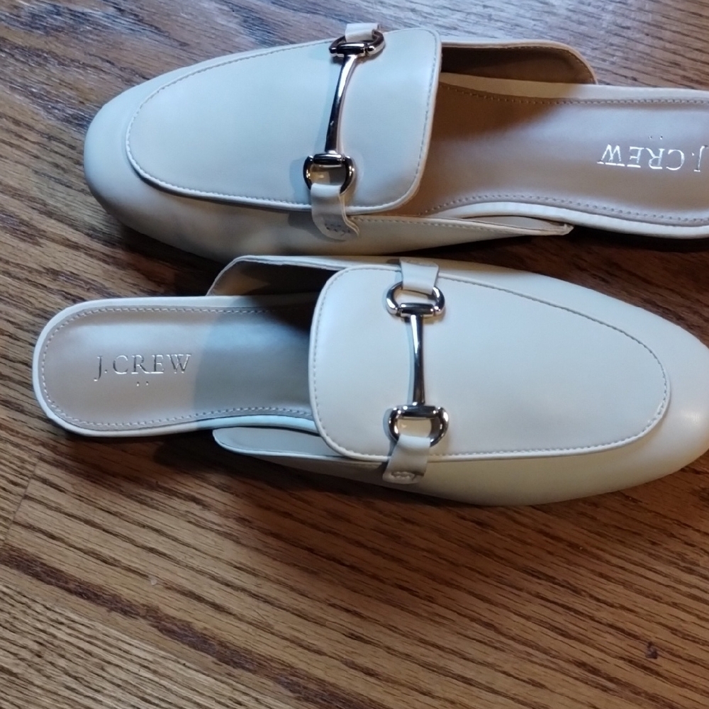 J. Crew Women's Cream Mules with Silver Accents - Picture 4 of 15